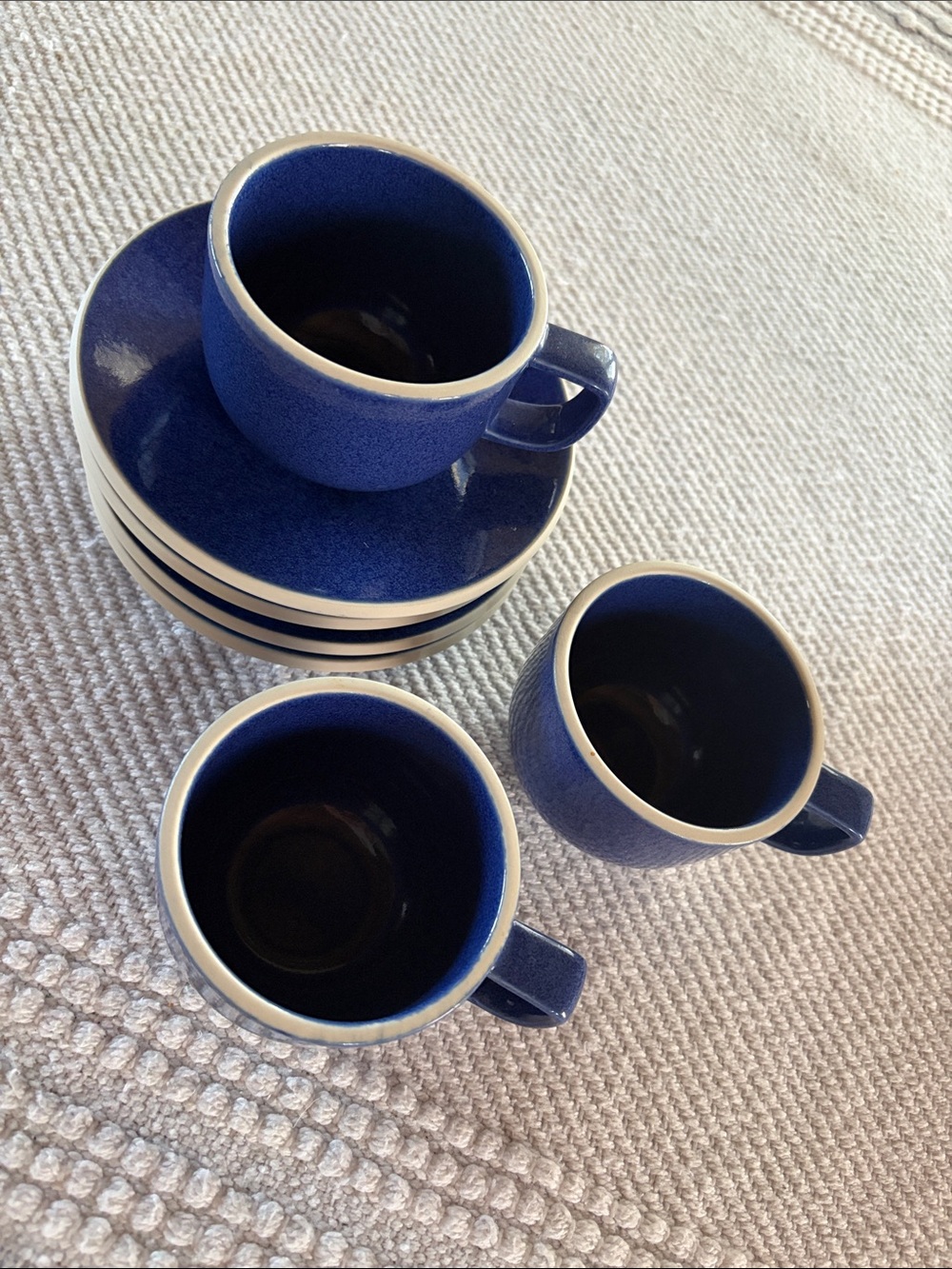 Vintage 1980's Sasaki Colorstone Sapphire Blue Vignelli Coffee Mug & Saucer Lot